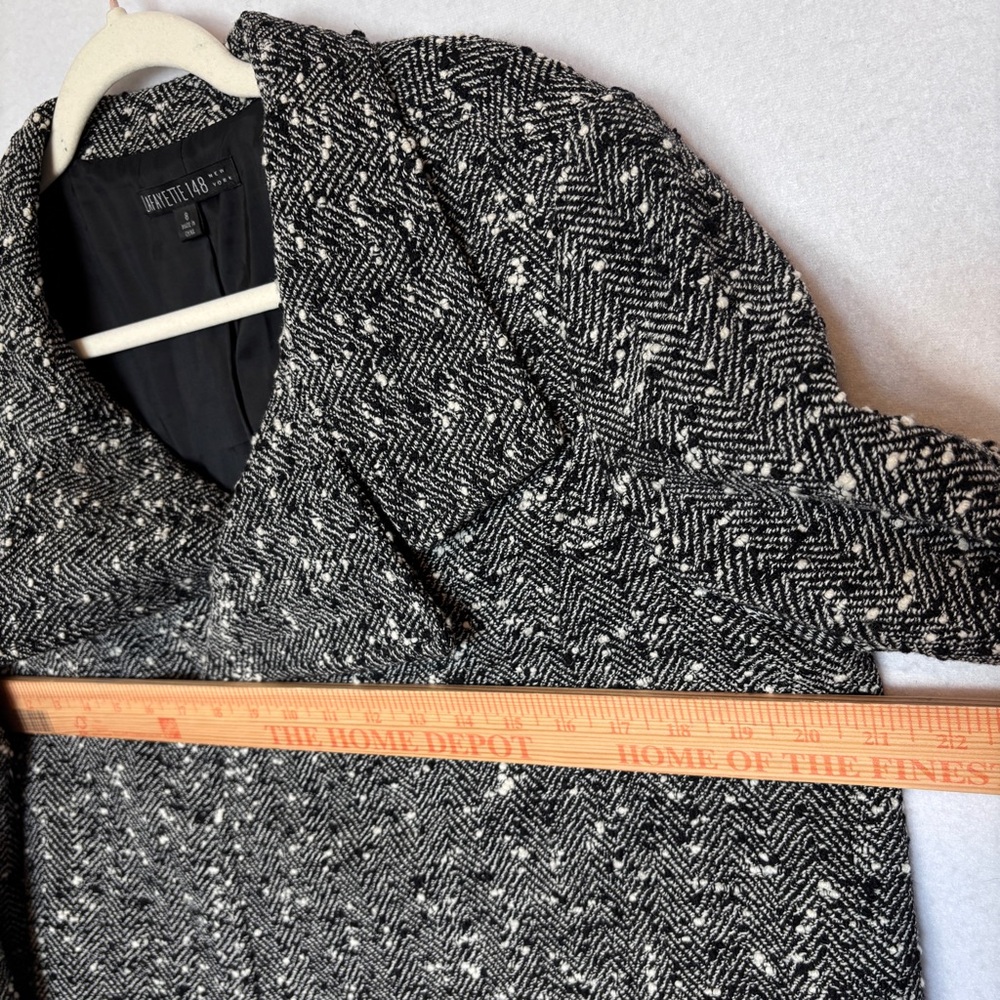 Lafayette 148 New York Black & White Herringbone Wool Tweed Blazer Jacket Size 8 - Picture 9 of 11
